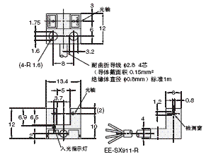 EE-SX91 外形尺寸 3 EE-SX911-R_Dim