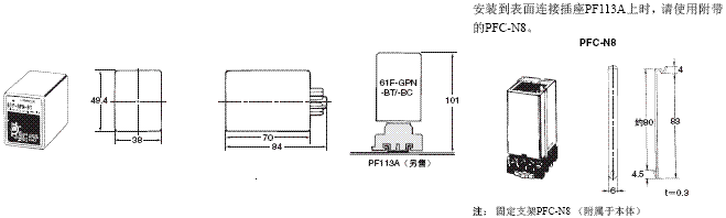 61F-GPN-BT / -BC 外形尺寸 2 61F-GPM-BT/BC_Dim