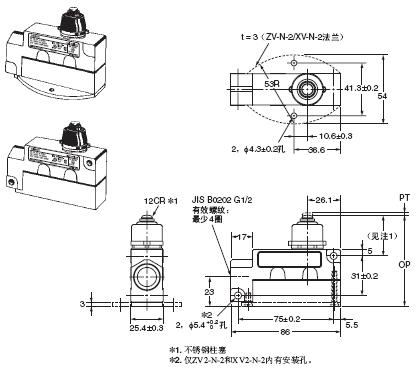 ZE / ZV / ZV2 / XE / XV / XV2 外形尺寸 42 ZV(2)-N-2_Dim