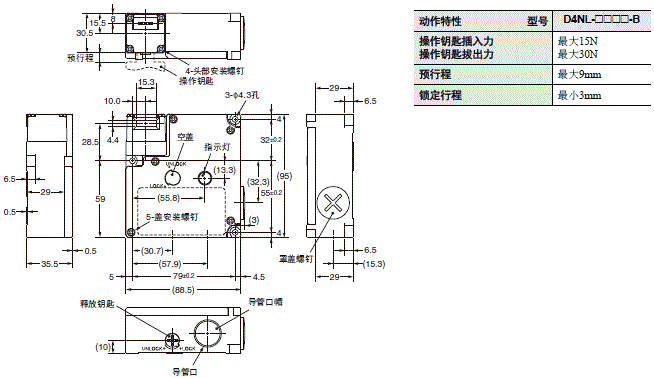 D4NL 外形尺寸 3 D4NL-□□□□-B_Dim