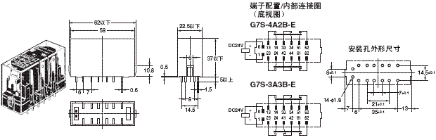 G7S-□-E 外形尺寸 2 