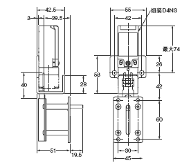 D4NS, D4NS-SK γߴ 23 D4NS-SK01_Switch Mounting Pattern 2_Dim