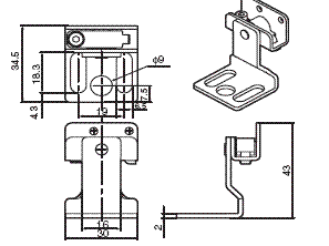 F3SJ系列 外形尺寸 10 Top/Bottom bracket for F39-LJB1_Dim