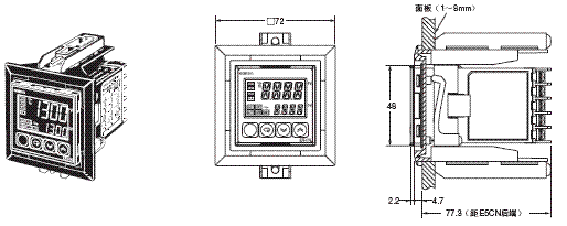 E5CN, E5CN-U 外形尺寸 17 