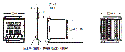 E5CC / E5CC-B / E5CC-U 外形尺寸 3 