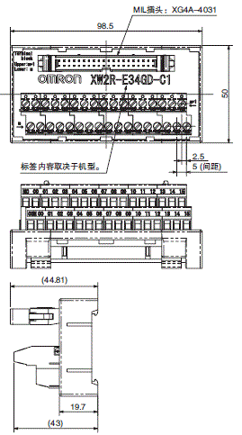 XW2R (PLC连接型) 外形尺寸 25 