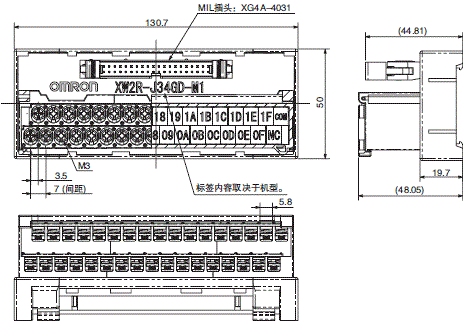 XW2R (PLC连接型) 外形尺寸 49 