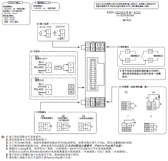 E5DC-800/E5DC-B-800 配线/连接 3 
