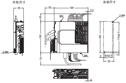 R88M-1□ / R88D-1SN□-ECT 外形尺寸 3 