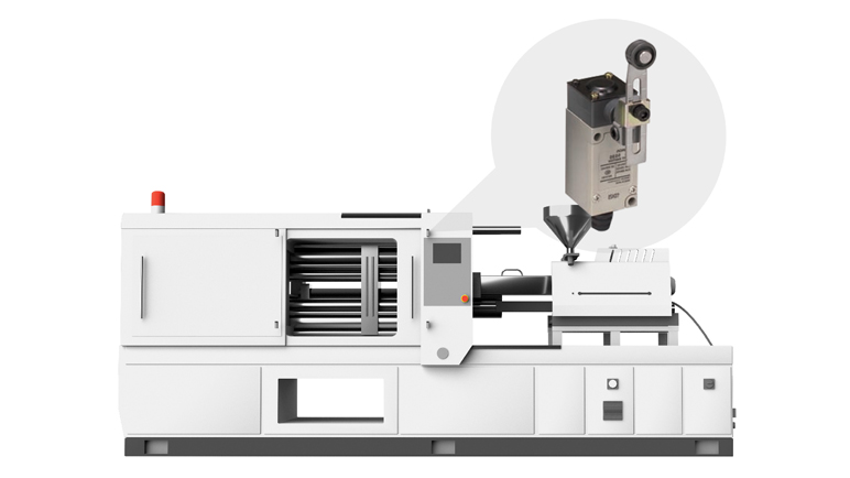 利用限位开关，控制注塑机门的开合情况，避免安全事故发生